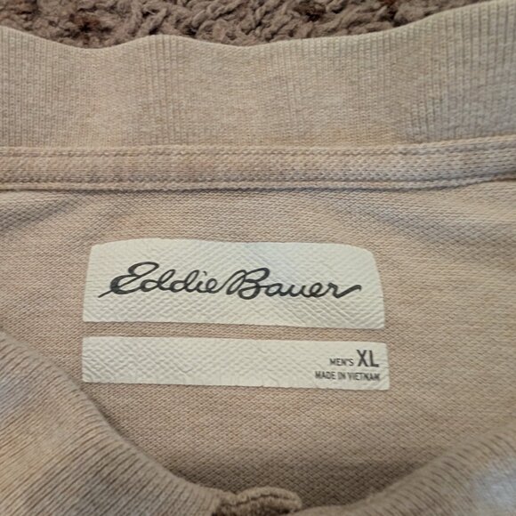 Eddie Bauer Polo Men’s XL Beige Tan Short Sleeve Cotton Classic Fit - Picture 7 of 15
